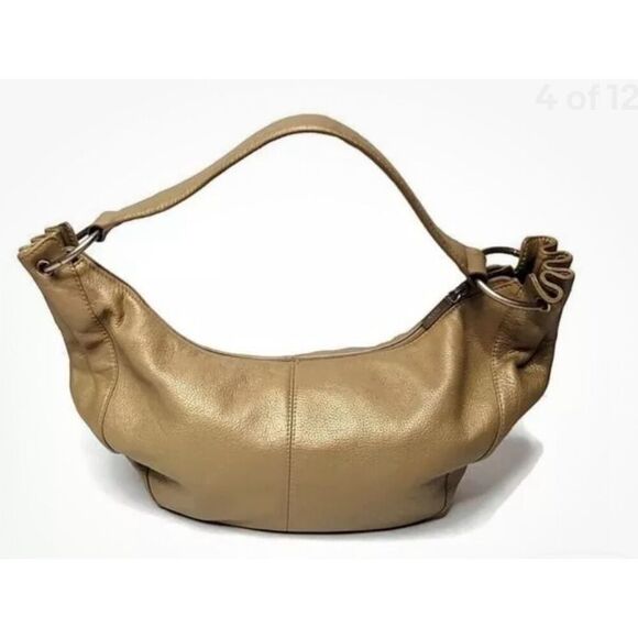 HOBO International Slouch 90s Style Gold Shoulder Bag w/story card Medium - Picture 4 of 11